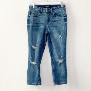 Judy Blue Distressed Capri Fit Jean Size 27 Dark Wash D148